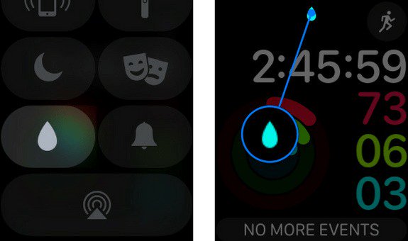 turn on water lock on apple watch