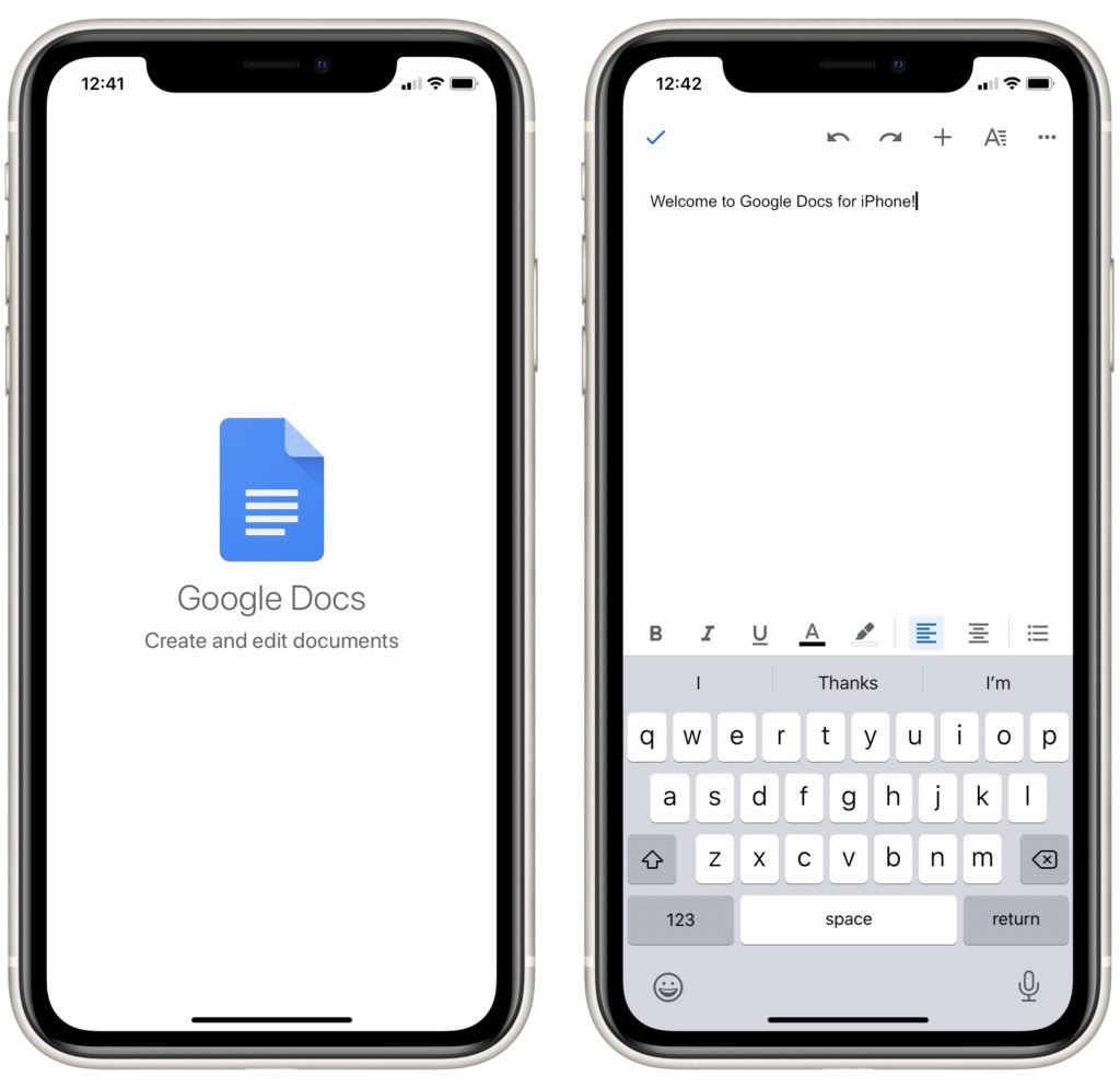 Google Docs on iPhone