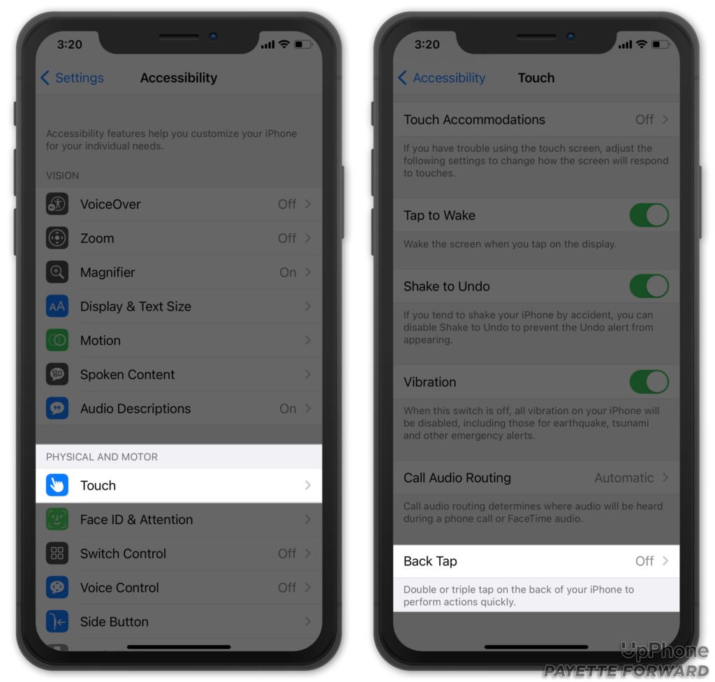 touch accessibility settings on iphone