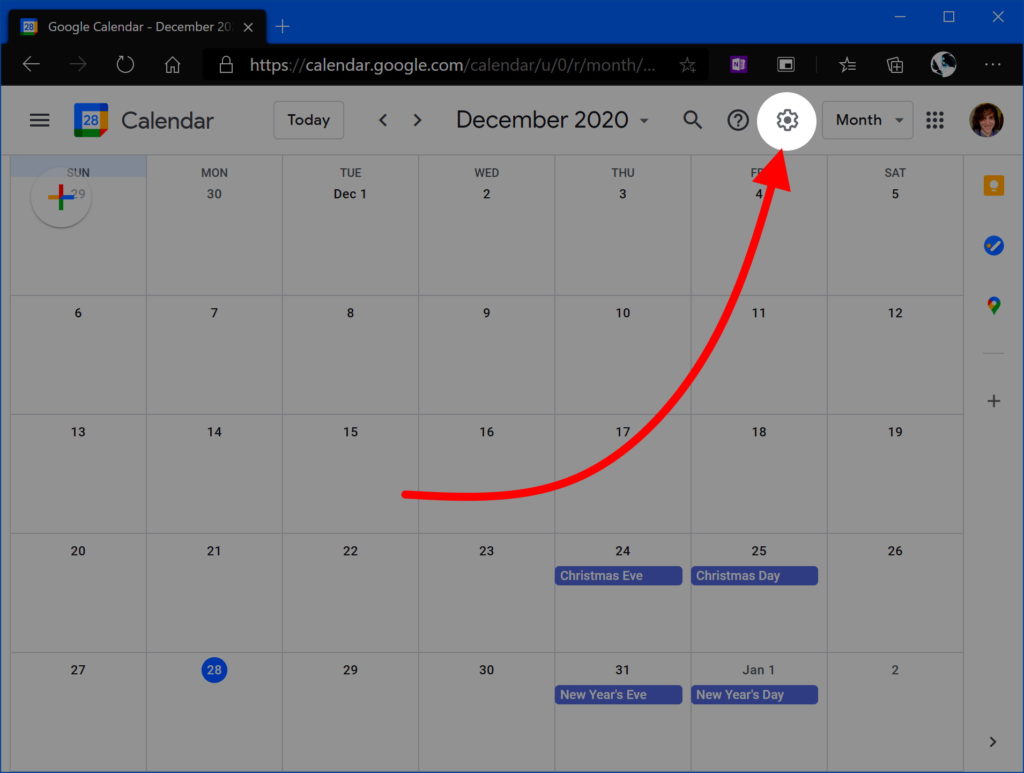 Open Google Calendar Settings