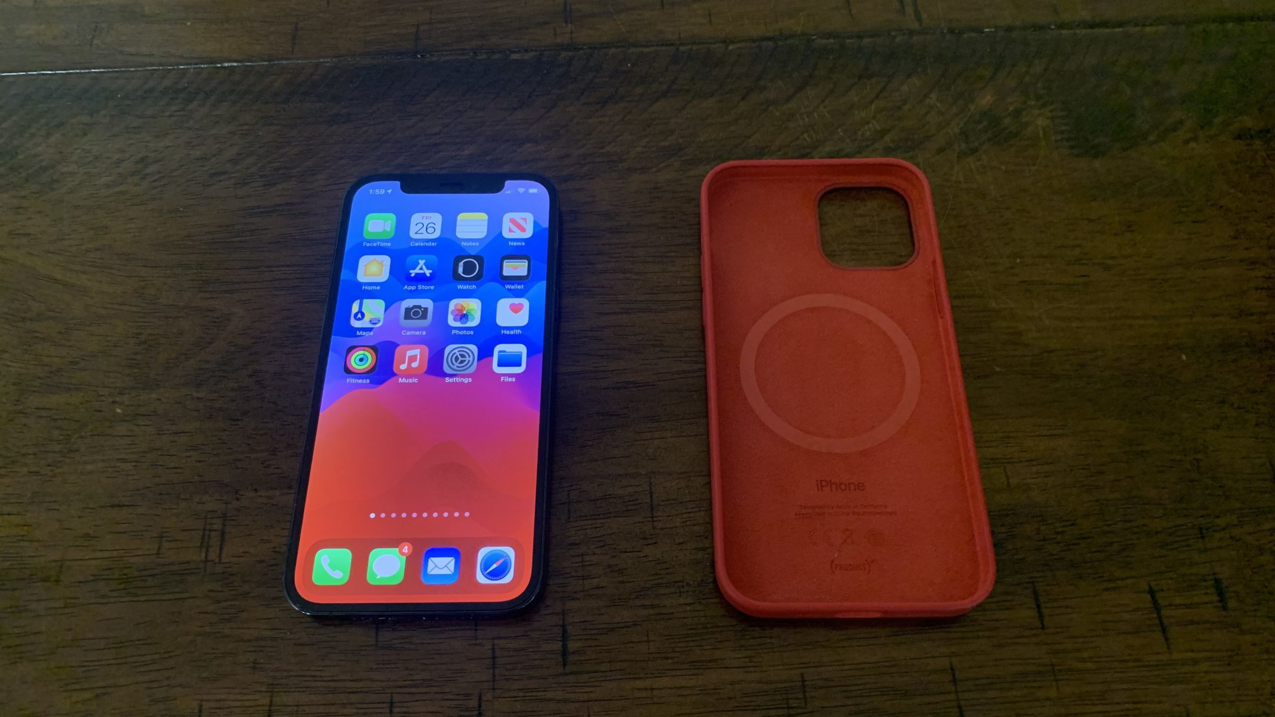 iPhone next to case